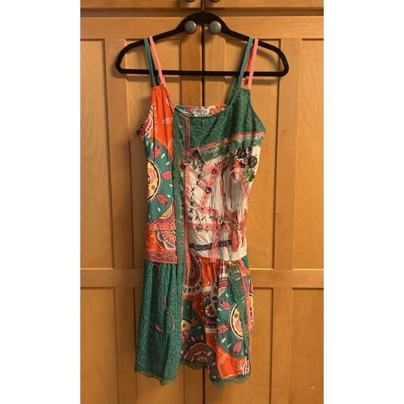 Farinelli Dress Juniors Small Eclectic w/ Spaghetti Straps Colorful Lace & Charm - Picture 1 of 11